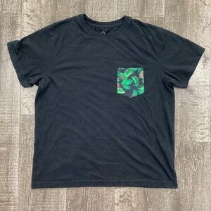 Target Tropical Hawaiian Pocket T-Shirt Men's Large L Black Palm Leaves